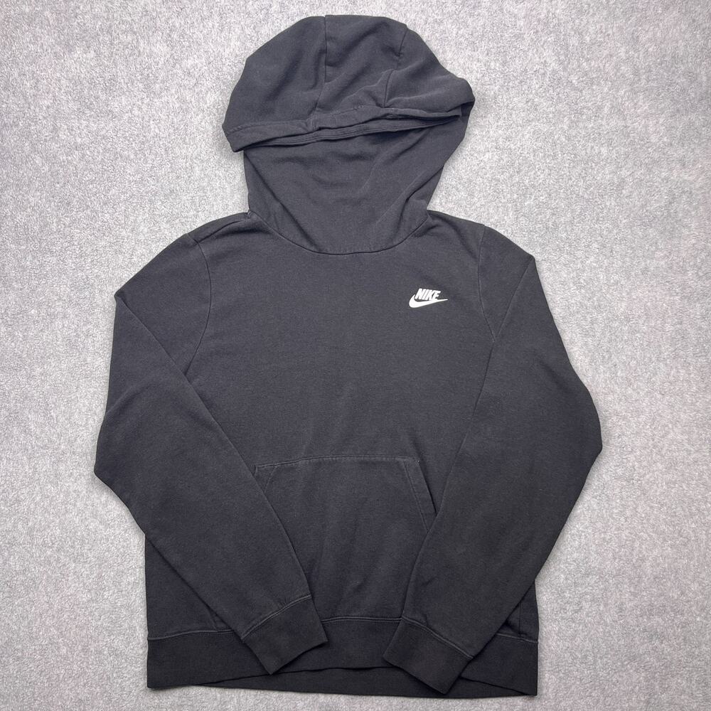nike sportswear club funnel neck hoodie black fleece‎ medium